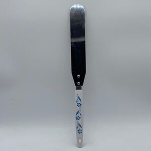 Vintage Blue Cornflower Stainless Steel Icing Spreader Knife 12" Made in Japan